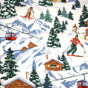 Tissu cotonnade Ski, chalets et montagnes enneigées - OEKO - TEX STANDARD 100 - tissuspipi.com