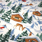 Tissu cotonnade Ski, chalets et montagnes enneigées - OEKO - TEX STANDARD 100 - tissuspipi.com