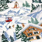 Tissu cotonnade Ski, chalets et montagnes enneigées - OEKO - TEX STANDARD 100 - tissuspipi.com