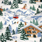 Tissu cotonnade Ski, chalets et montagnes enneigées - OEKO - TEX STANDARD 100 - tissuspipi.com