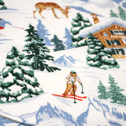 Tissu cotonnade Ski, chalets et montagnes enneigées - OEKO - TEX STANDARD 100 - tissuspipi.com