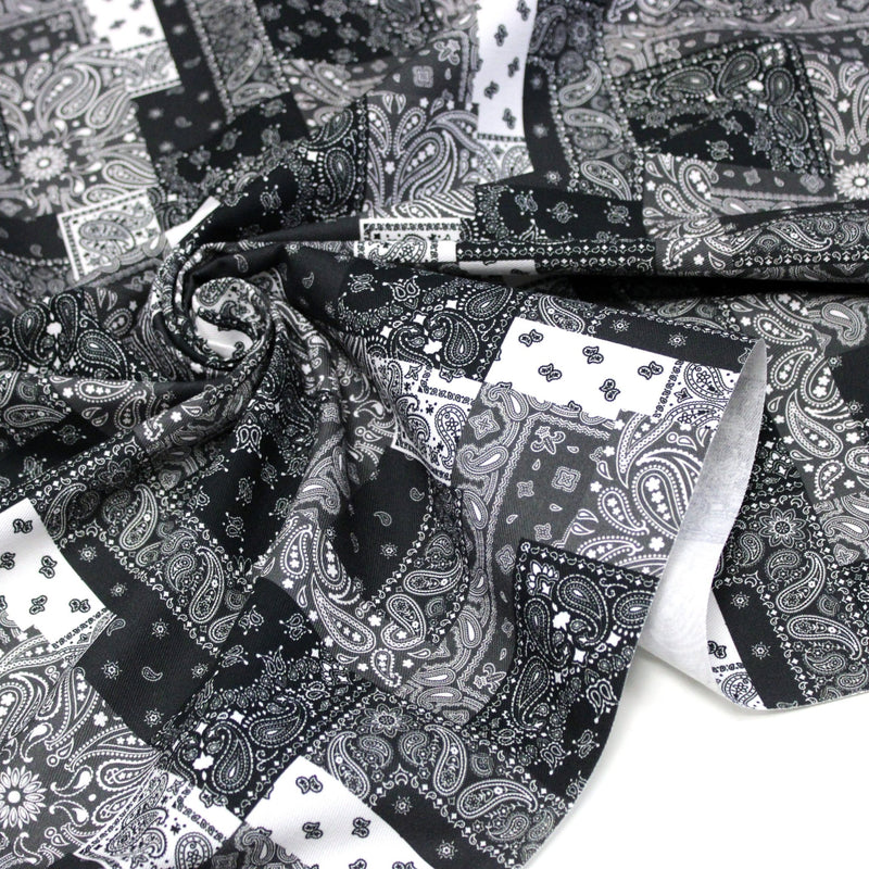 Tissu gabardine coton imprimée motif BANDANA paisley : nombreuses couleurs ! - OEKO-TEX STANDARD 100 - tissuspipi.com