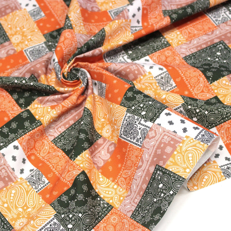 Tissu gabardine coton imprimée motif BANDANA paisley : nombreuses couleurs ! - OEKO-TEX STANDARD 100 - tissuspipi.com