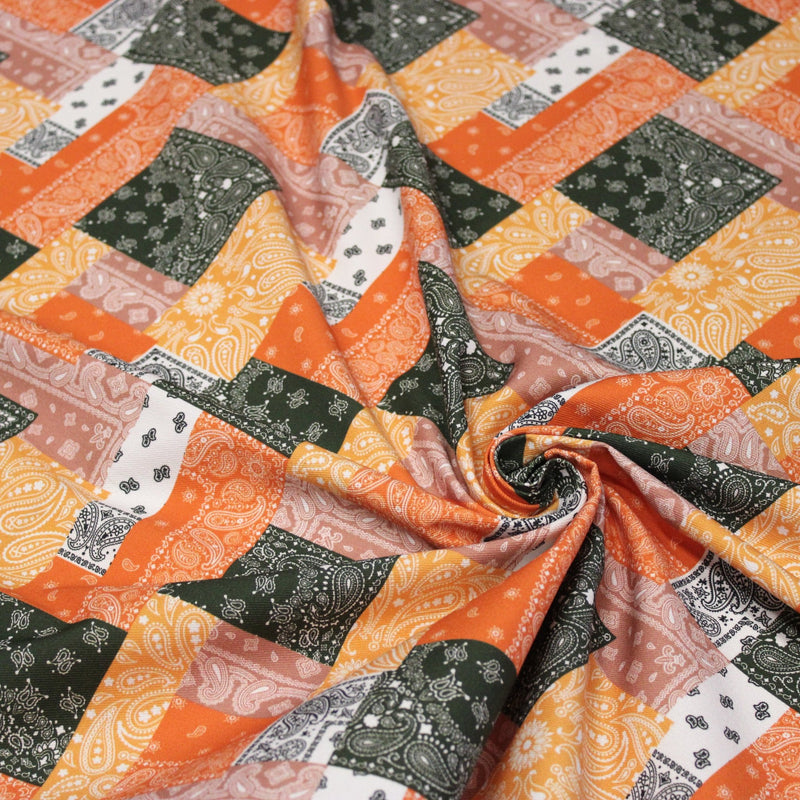 Tissu gabardine coton imprimée motif BANDANA paisley : nombreuses couleurs ! - OEKO-TEX STANDARD 100 - tissuspipi.com