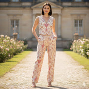 Tissu coton grande largeur 280cm TOILE DE JOUY MONTGOLFIERES jaune & rose - tissuspipi.com