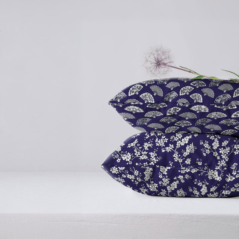 Tissu cotonnade LES EVENTAILS japonais : rouge ou bleu - OEKO - TEX - tissuspipi.com