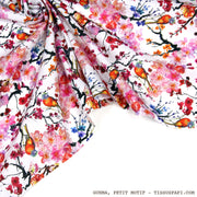Tissu coton motif jardin japonais GUNMA aux oiseaux et fleurs de cerisier - OEKO - TEX - tissuspipi.com