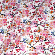 Tissu coton motif jardin japonais GUNMA aux oiseaux et fleurs de cerisier - OEKO - TEX - tissuspipi.com
