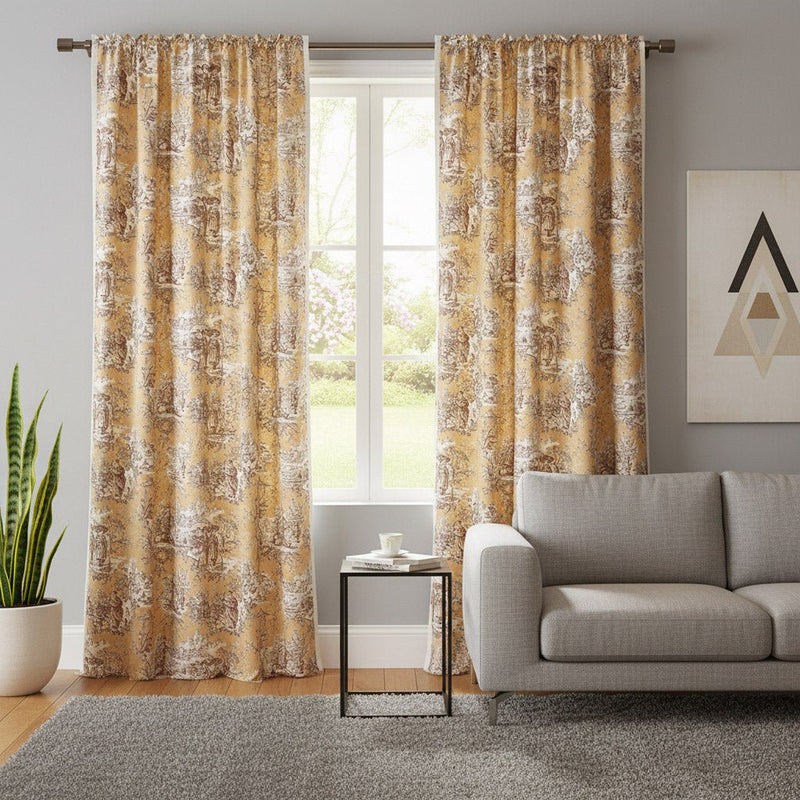 Tissu satin de coton ameublement, TOILE DE JOUY scène chinoise de Jean Pillement, INALTERA, fabriqué en Suisse - tissuspipi.com