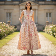 Tissu coton grande largeur 280cm TOILE DE JOUY MONTGOLFIERES jaune & rose - tissuspipi.com