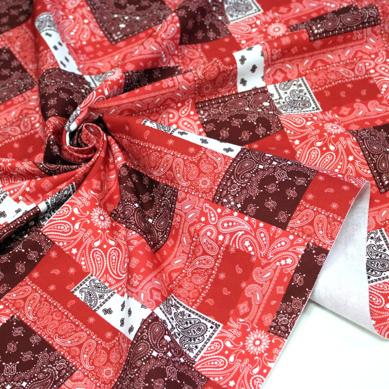 Tissu gabardine coton imprimée motif BANDANA paisley : nombreuses couleurs ! - OEKO-TEX STANDARD 100 - tissuspipi.com