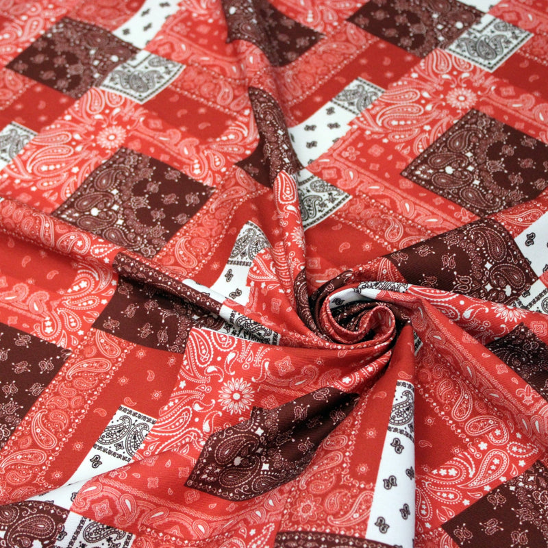Tissu gabardine coton imprimée motif BANDANA paisley : nombreuses couleurs ! - OEKO-TEX STANDARD 100 - tissuspipi.com