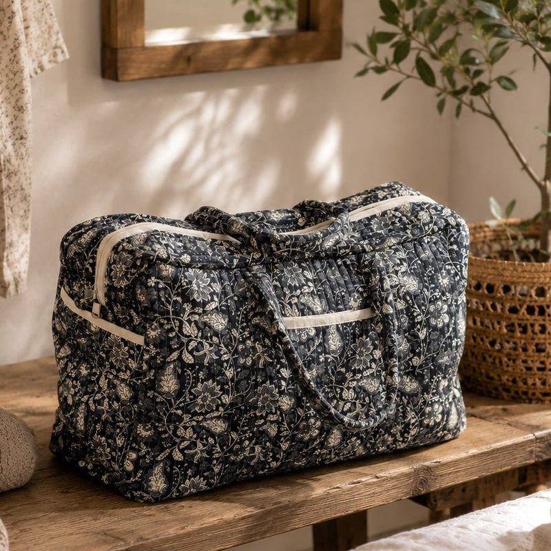 Tissu matelassé coton indien, motif traditionnel floral : nombreuses couleurs et fleuris au choix! - tissuspipi.com