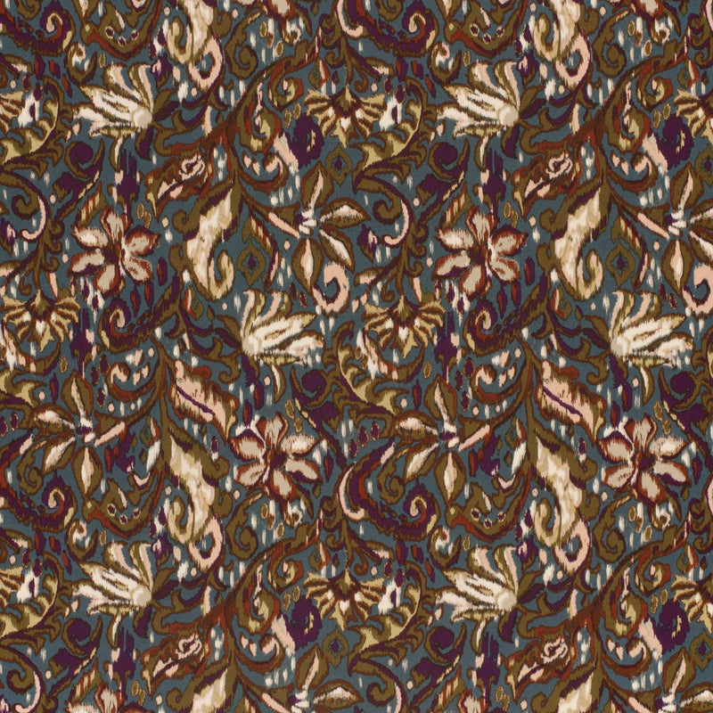 Tissu habillement satin duchesse, imprimé fleur indien multicolore : nombreuses couleurs - tissuspipi.com