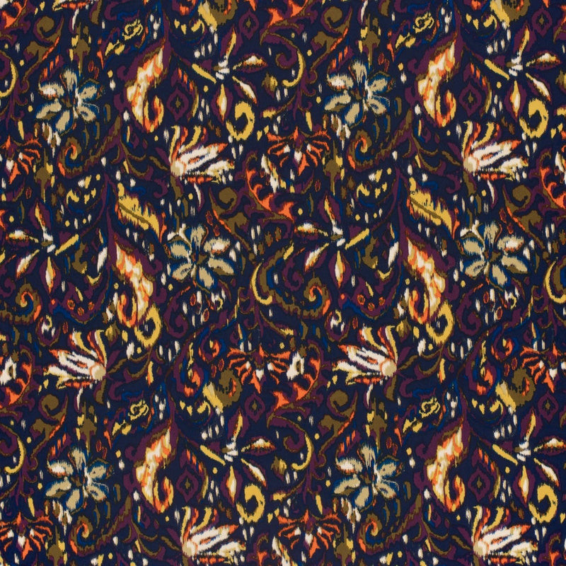 Tissu habillement satin duchesse, imprimé fleur indien multicolore : nombreuses couleurs - tissuspipi.com