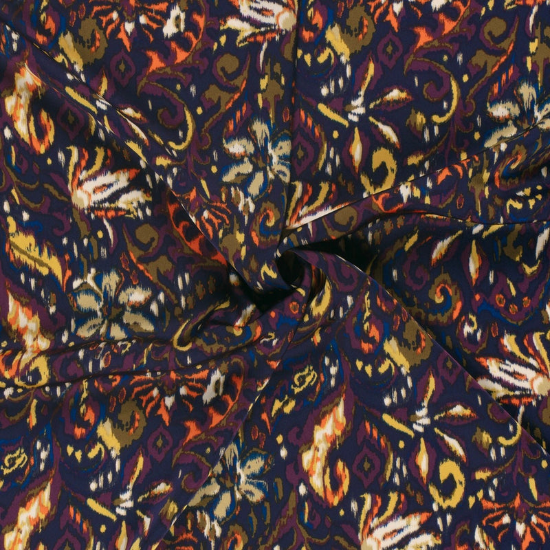 Tissu habillement satin duchesse, imprimé fleur indien multicolore : nombreuses couleurs - tissuspipi.com