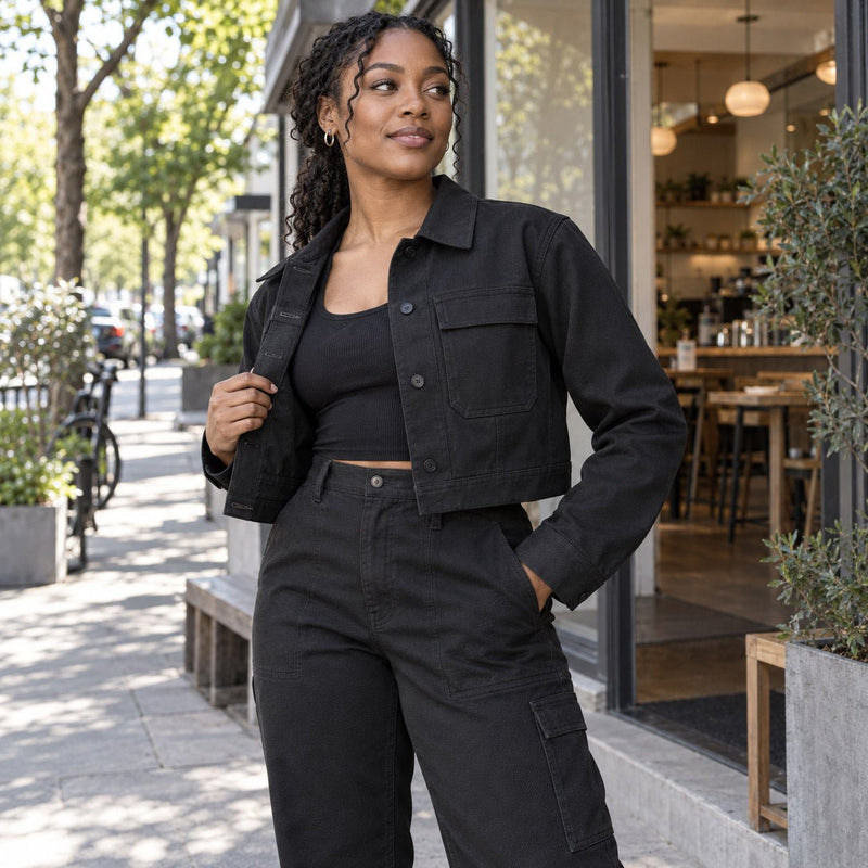 Tissu gabardine polycoton noir - Qualité WORKWEAR - ON DESTOCKE ! - tissuspipi.com