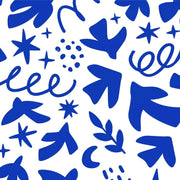 Tissu gabardine imprimée SILHOUETTE : trois motifs bleus et blancs - OEKO - TEX STANDARD 100 - tissuspipi.com