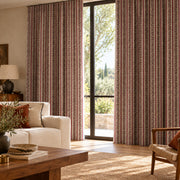Tissu coton demi-natté LEOPARD & rayures bordeaux et bleues, fond lin - OEKO-TEX STANDARD 100 - tissuspipi.com