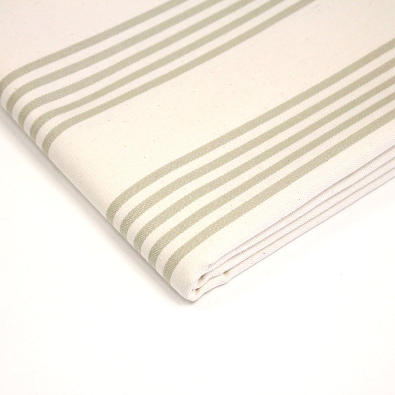 Tissu toile à matelas de coton LE TOUQUET écru aux rayures : bleu, rouge, noir, gris, sable - tissuspipi.com
