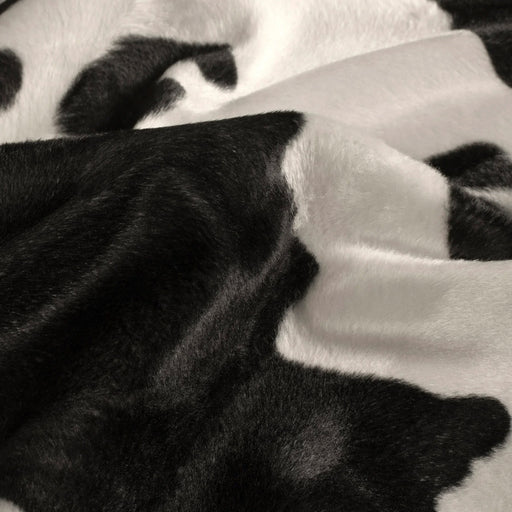 Tissu Velours imprimé motif VACHE : noir & écru ou marron & écru - tissuspipi.com