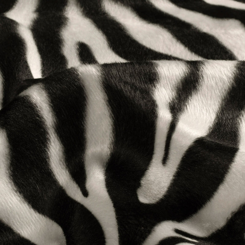 Tissu Velours imprimé motif ZEBRE : noir & blanc cassé - tissuspipi.com