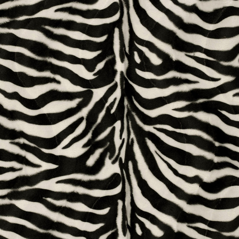 Tissu Velours imprimé motif ZEBRE : noir & blanc cassé - tissuspipi.com