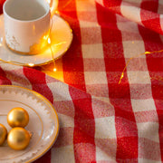 Tissu coton VICHY LUREX grands carreaux 25mm : rouge doré ou kaki doré ! - tissuspipi.com