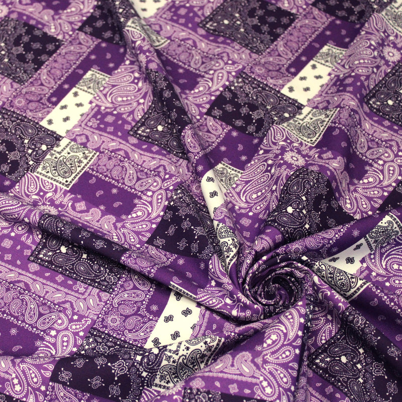 Tissu gabardine coton imprimée motif BANDANA paisley : nombreuses couleurs ! - OEKO-TEX STANDARD 100 - tissuspipi.com