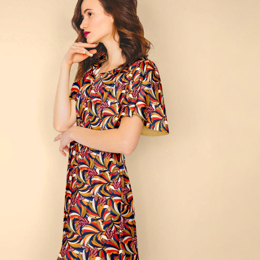 Tissu viscose fluide, motif floral & toucans : tons prune ou tons marine - OEKO - TEX STANDARD 100 - tissuspipi.com