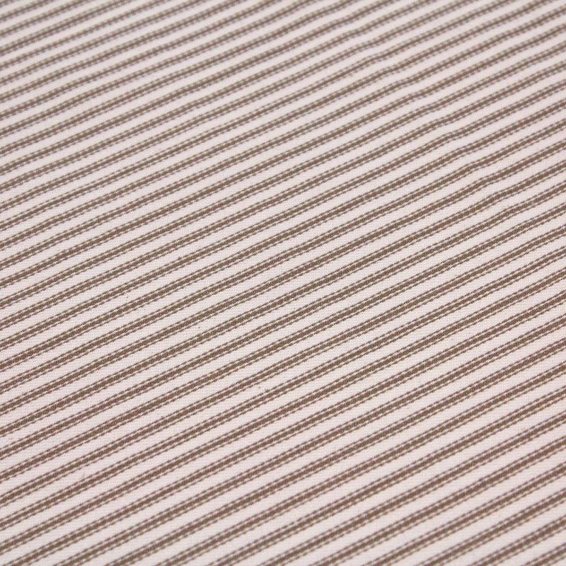 Tissu toile à matelas coton DOUARNENEZ – Rayures marron sur fond écru - tissuspipi.com