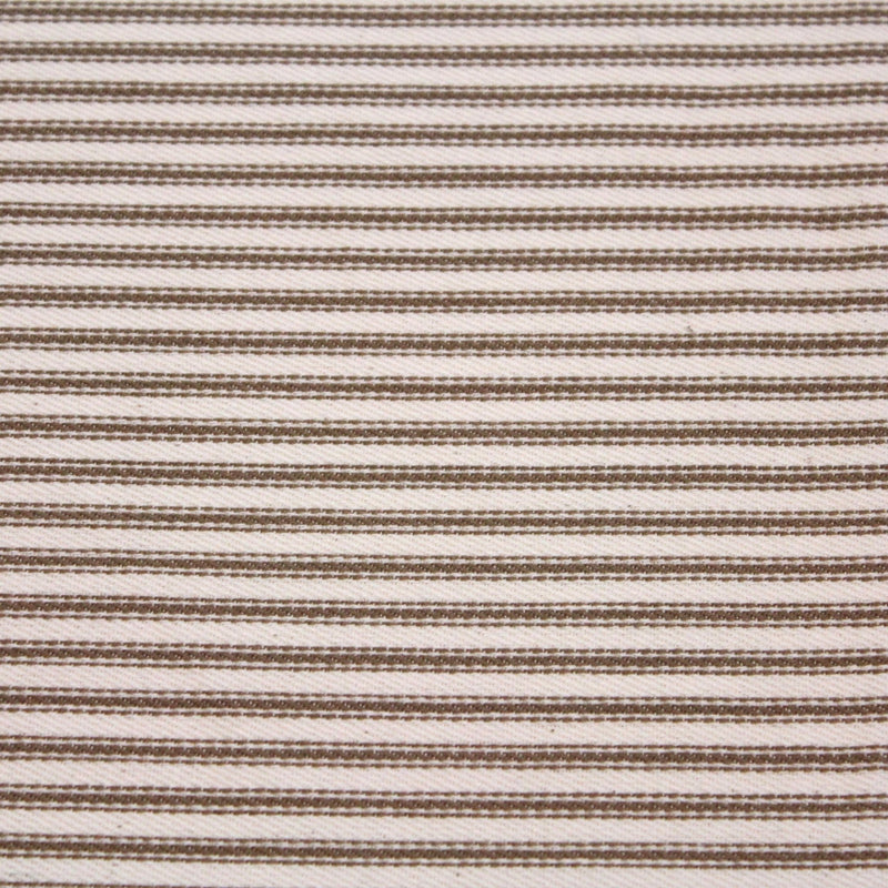 Tissu toile à matelas coton DOUARNENEZ – Rayures marron sur fond écru - tissuspipi.com