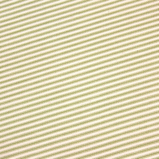 Tissu toile à matelas de coton DOUARNENEZ aux fines rayures vert pomme, fond écru - tissuspipi.com