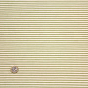 Tissu toile à matelas de coton DOUARNENEZ aux fines rayures vert pomme, fond écru - tissuspipi.com