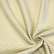 Tissu toile à matelas de coton DOUARNENEZ aux fines rayures vert pomme, fond écru - tissuspipi.com