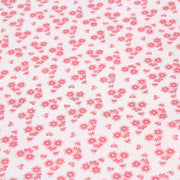 Tissu popeline de coton BLANDINE aux fleurs rouge fraise, fond blanc - tissuspipi.com