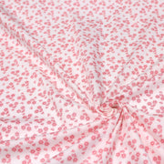 Tissu popeline de coton BLANDINE aux fleurs rouge fraise, fond blanc - tissuspipi.com