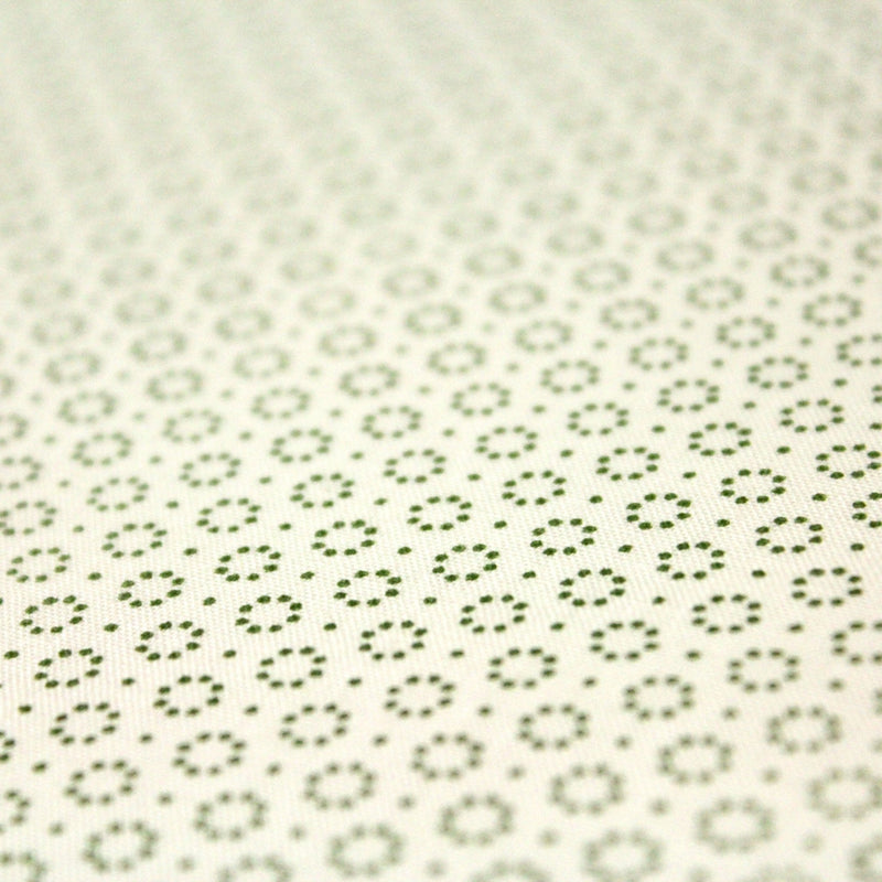 Tissu popeline de aux cercles & fins pois verts, fond écru - tissuspipi.com