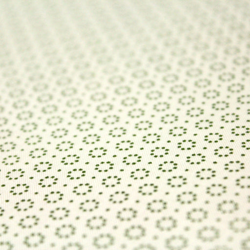 Tissu popeline de aux cercles & fins pois verts, fond écru - tissuspipi.com