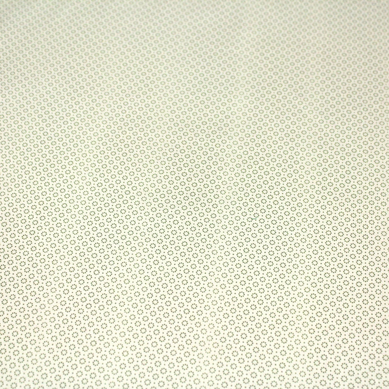 Tissu popeline de aux cercles & fins pois verts, fond écru - tissuspipi.com