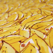 Tissu popeline de coton SUMATRA au feuillage tropical jaune, fond blanc - tissuspipi.com