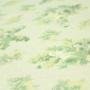 Tissu popeline coton WIMBLEDON, fond nid d'abeille & fleurs vert pistache, motif britannique - tissuspipi.com