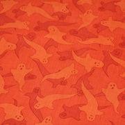 Tissu popeline de coton aux fantômes orange, fond orange - COLLECTION HALLOWEEN - tissuspipi.com