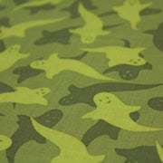 Tissu popeline de coton aux fantômes verts, fond vert - COLLECTION HALLOWEEN - tissuspipi.com