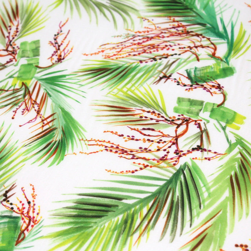 Tissu UBATUBA Voile de coton Feuilles tropicales & fond écru - tissuspipi.com