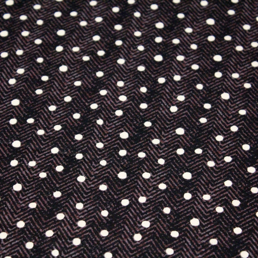 Tissu popeline de coton aux chevrons noirs et petits pois écrus 6mm - tissuspipi.com