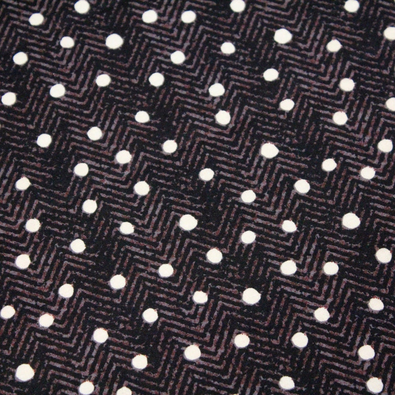 Tissu popeline de coton aux chevrons noirs et petits pois écrus 6mm - tissuspipi.com