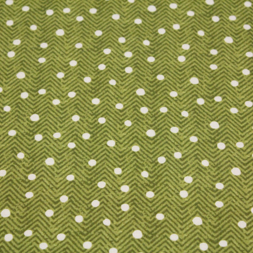 Tissu popeline de coton aux chevrons verts et petits pois écrus 6mm - tissuspipi.com