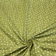Tissu popeline de coton aux chevrons verts et petits pois écrus 6mm - tissuspipi.com