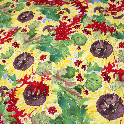 Tissu popeline coton fleurs & feuilles aux couleurs de l'automne - tissuspipi.com